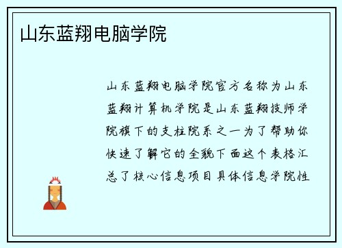 山东蓝翔电脑学院